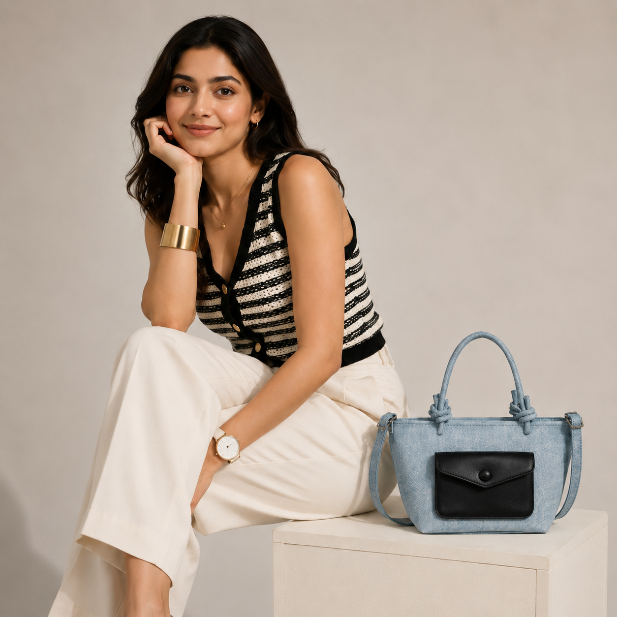 Knotty Denim Mini Handbags