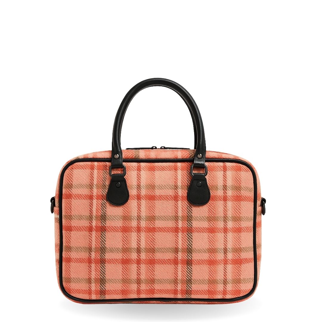 Tangerine Checks Laptop Bag